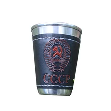 4 шт./лот 70 мл Путешествия чашки набор металлических чашек для вина пива виски кружки Открытый Кемпинг посуда с черным из искусственной кожи