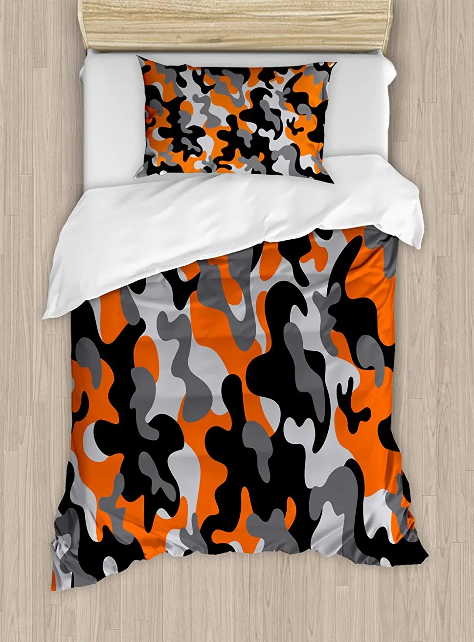 Camo Duvet Cover Set Vibrant Artistic Camouflage Lattice Like