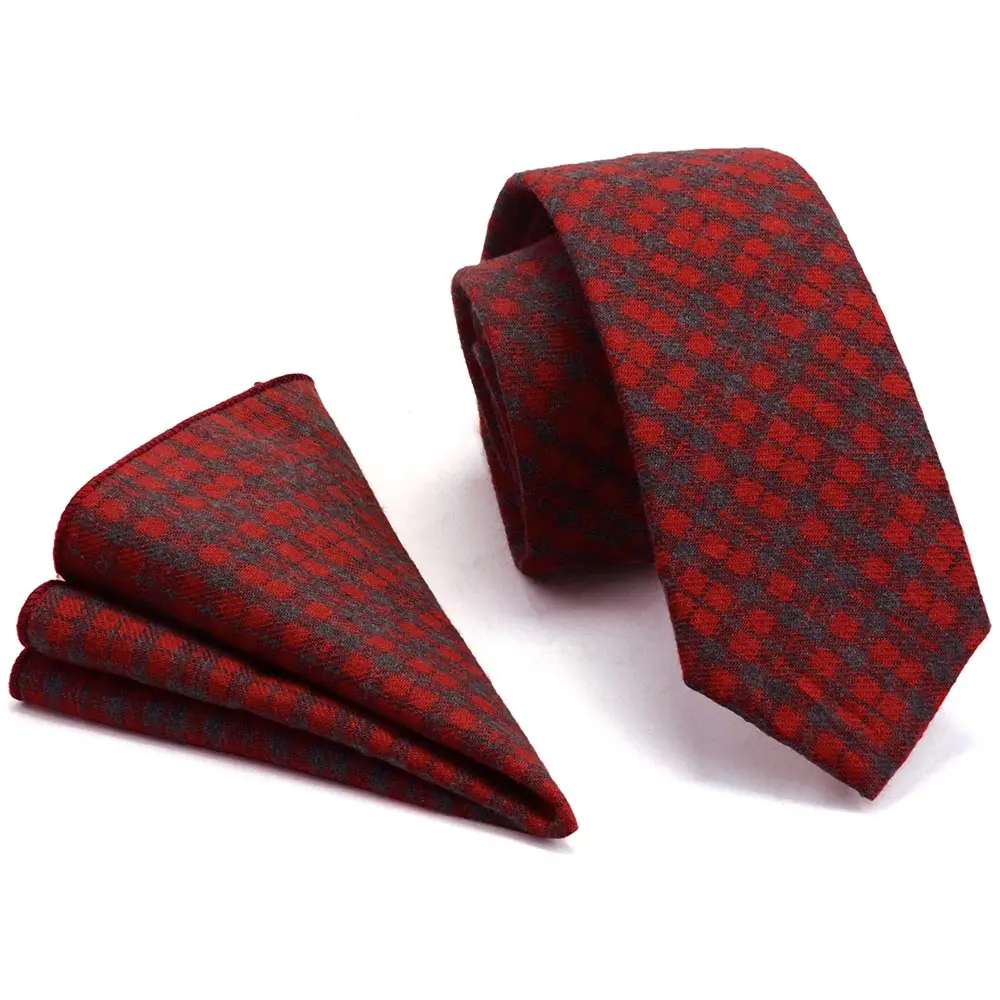 Ricnais хлопок плед тонкий галстук набор для мужчин 6 см Для худой шеи платок-галстук для мужчин s красный синий желтый галстук для свадебной вечеринки - Цвет: 16