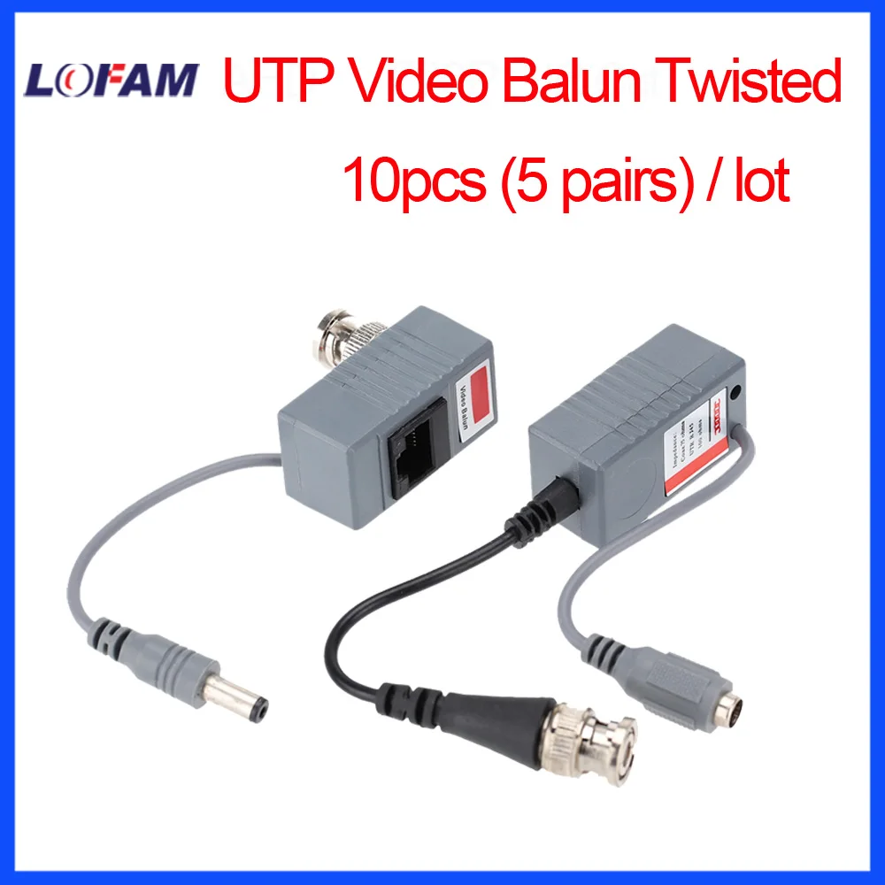 10pcs 5pairs Camera CCTV BNC CAT5 Video Balun Transceiver Adapter 