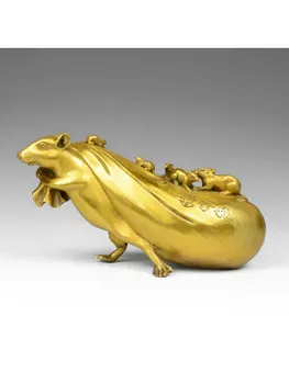 

brass copper home feng shui treasure wealth rat statue