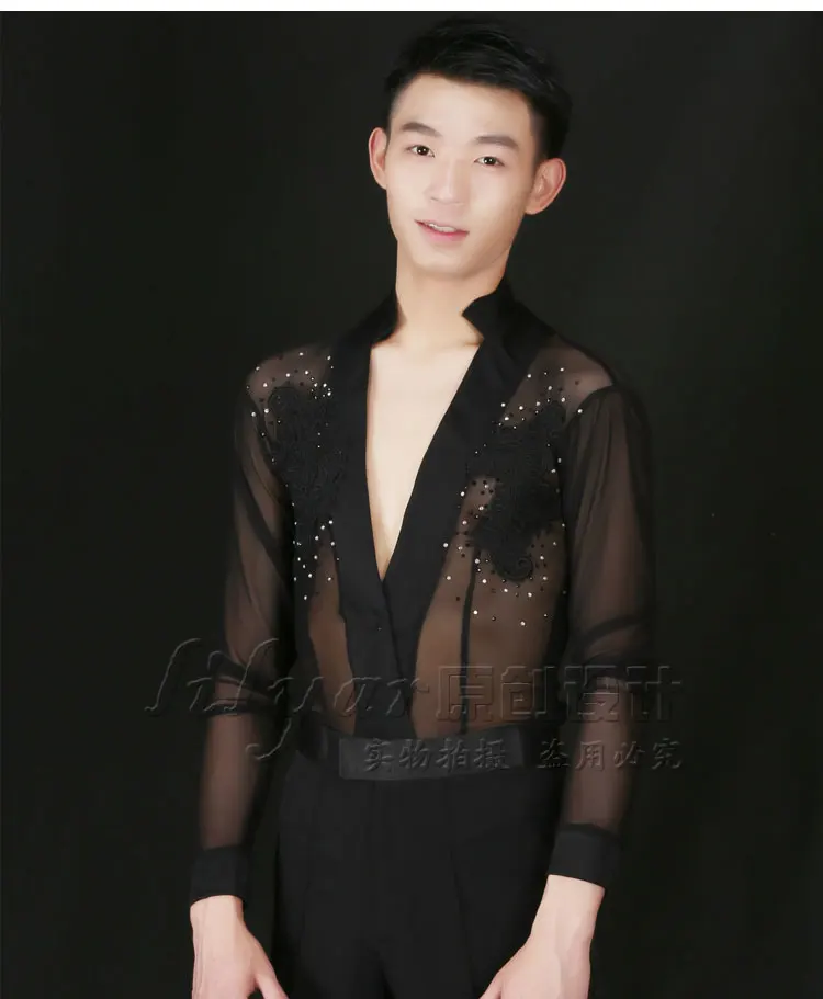 dance wear men 2017 Tailor-made 100% New Lace men's shirt Competition Dance Man Latin Shirt Boys Latin Dance Men Dress Latin Dance Adult Dress ballroom clothes for men