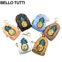 BELLO Тутти Женский мини-сумочки для монет Для женщин блеск брелок-кошелек для мелочи, сумка, кошелек для девушек с рисунком ананаса маленький