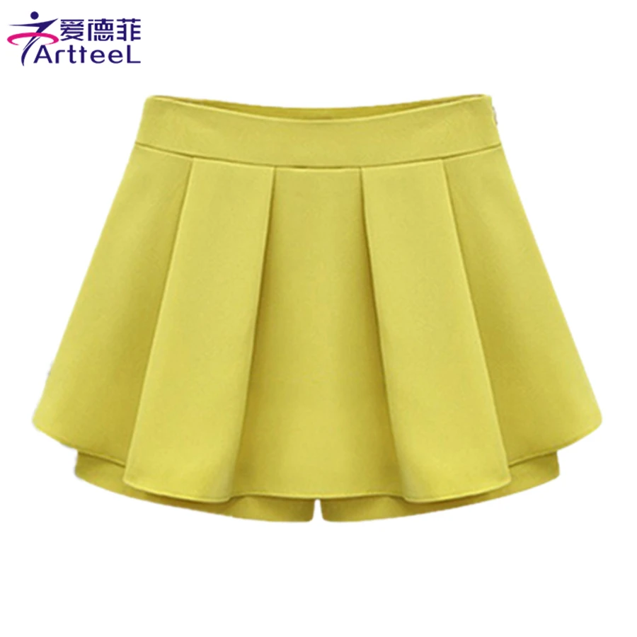 2017 Summer Women Shorts Skirts Lady Pleated Shorts Mini Skirts Casual