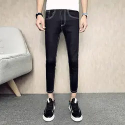 Высококачественные летние Для мужчин обтягивающие джинсы модные дизайнерские черные джинсовые штаны Для мужчин однотонные Повседневное