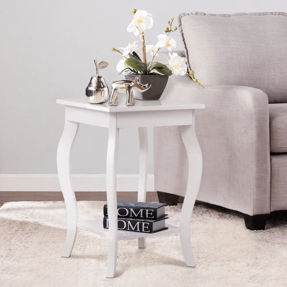 Goplus Accent Side Table Sofa End Table Modern Night Stand Living Room Coffee Table with Storage Shelf White Nightstands HW56557 Goplus Accent Side Table Sofa End Table Modern Night Stand Living Room Coffee Table with Storage Shelf White Nightstands HW56557