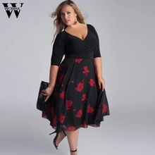 Женское плюс размер Привлекательное платье макси с v-образным вырезом и цветочным принтом Вечернее богемное пляжное платье 4 июля