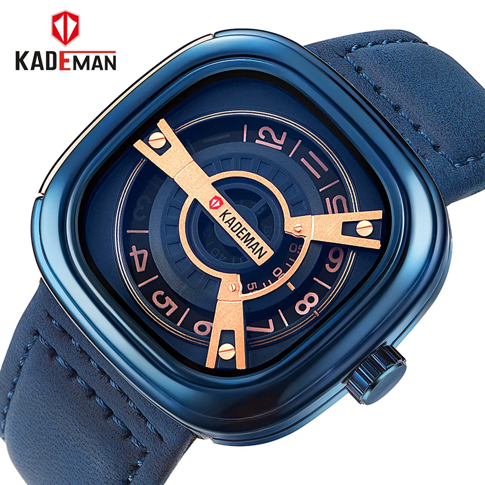 

2018 KADEMAN Luxury Brand Men Military Sport Watches Men's Analog Quartz Clock Leather Waterproof Wrist Watch Relogio Masculino