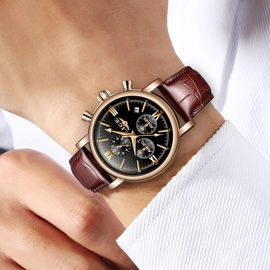 Reloj Hombre LIGE Роскошные мужские часы модный подарок хронограф кварц Рим цифровые
