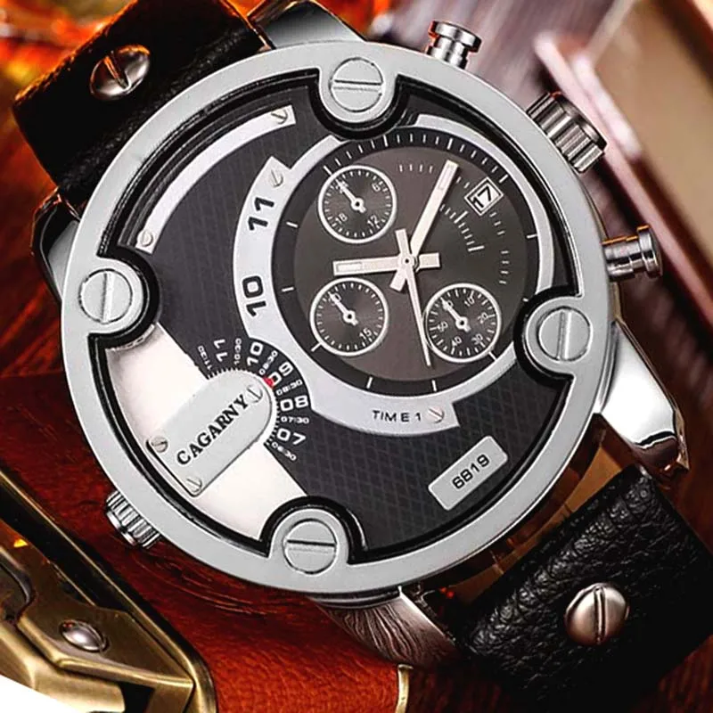 Tanie Męskie zegarki kwarcowe luksusowe CAGARNY zegarki męskie klasyczne data skórzany męski zegarek zegar męskie zegarki sportowe Relogio Masculino