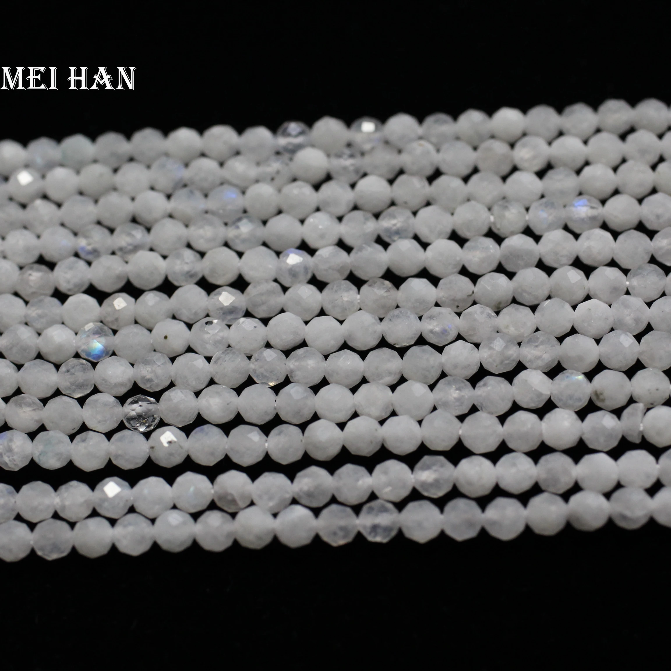 Meihan(4 пряди/комплект) натуральный 2,8 мм лунный камень граненый круглые свободные бусины из природного камня для изготовления ювелирных изделий или подарка