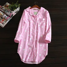 Осенняя Сексуальная женская ночная рубашка с длинными рукавами, хлопок, ночная рубашка, ночная рубашка, одежда для сна, свежая простая женская ночная рубашка