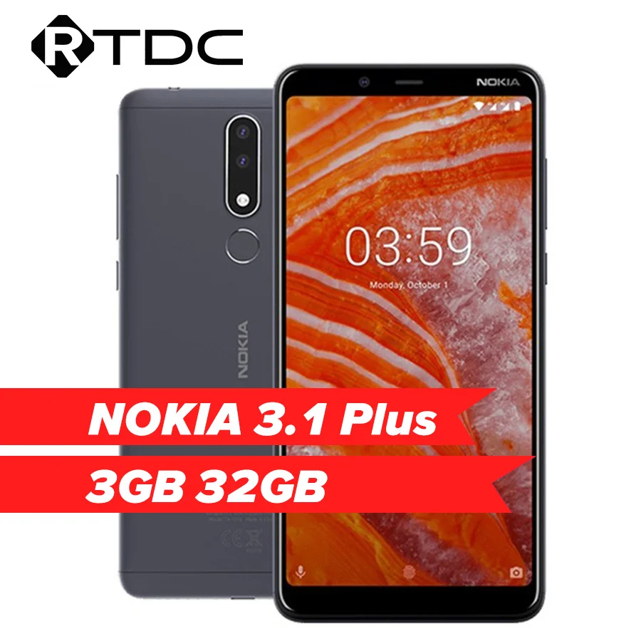 

NOKIA 3.1 Plus SmartPhone 6.0" HD+ Helio P22 Octa-core 3GB+32GB Dual SIM Card Slot 3500mAh Android 8.1 4G Mobile Phone