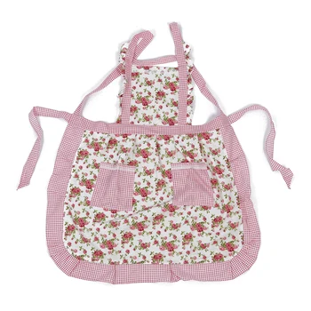 

Rose Bud Grid Pattern Kitchen Cooking Apron Restaurants Home