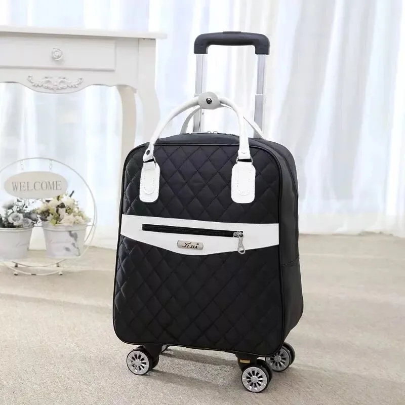 Роскошная Новая дорожная сумка для чемодана с колесом, модная сумка для переноски багажа на колесиках, водостойкая сумка из полиуретана Оксфорд, 16/20 дюймов - Цвет: Black-B