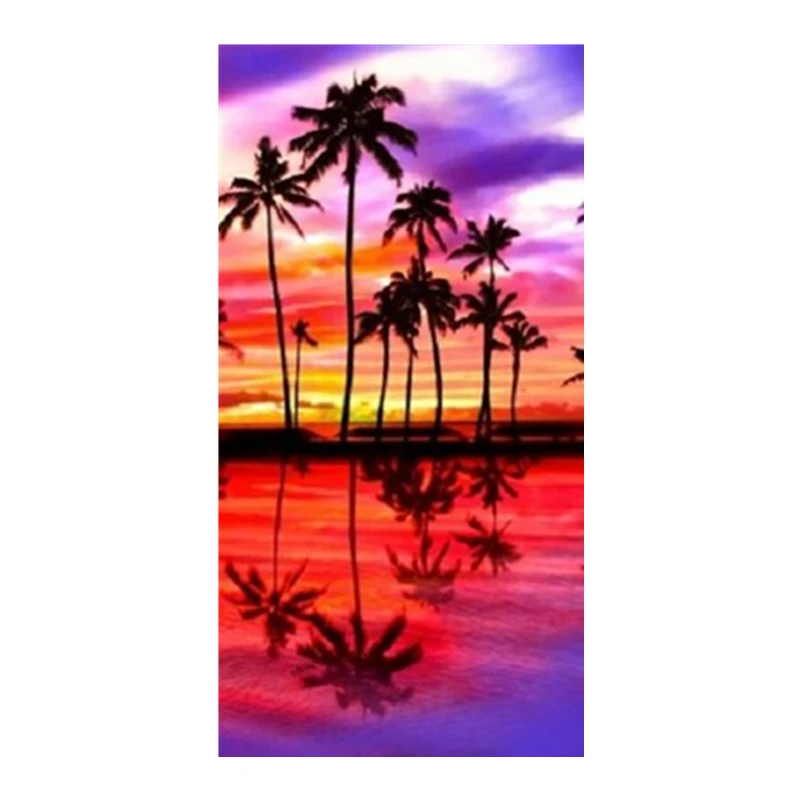 

New Purple Sky Palm Tree Tropical Island Bath Beach Pool Gift Towel Sunset Shore Swimming Towels Summer Holiday 35X75 70X140cm