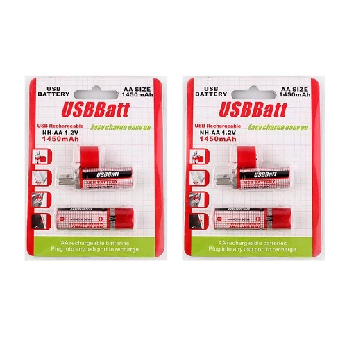 

4Pcs/lot 1.2V 1450MAH USB AA Battery Rechargeable Battery AA Nimh Battery 1450MAH USB AA With LED Indicator And Long Life