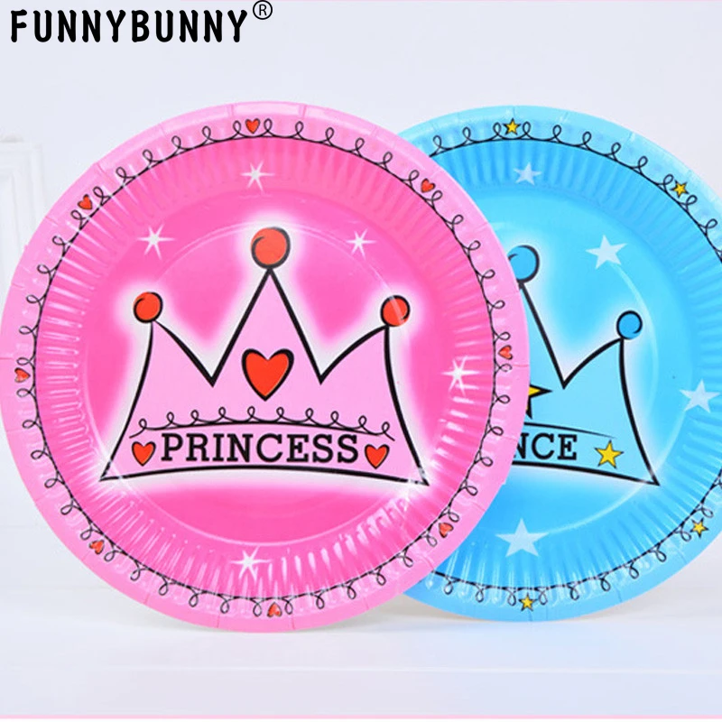 

FUNNYBUNNY 6pcs 7 Inch Colour Paper Tray Birthday Party Dinner Plate Disposable Tableware Birthday Arrangement Cake Pan