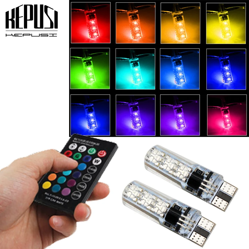 

T10 W5W LED Car Lights LED Bulbs RGB With Remote Control 194 168 501 Strobe Led Lamp Reading Lights Car accessories
