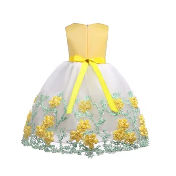 

Summer Girl Flower Dress Sleeveless Bow Tie Tulle Wedding Party Wear Kids Prom Gown Dresses FJ88