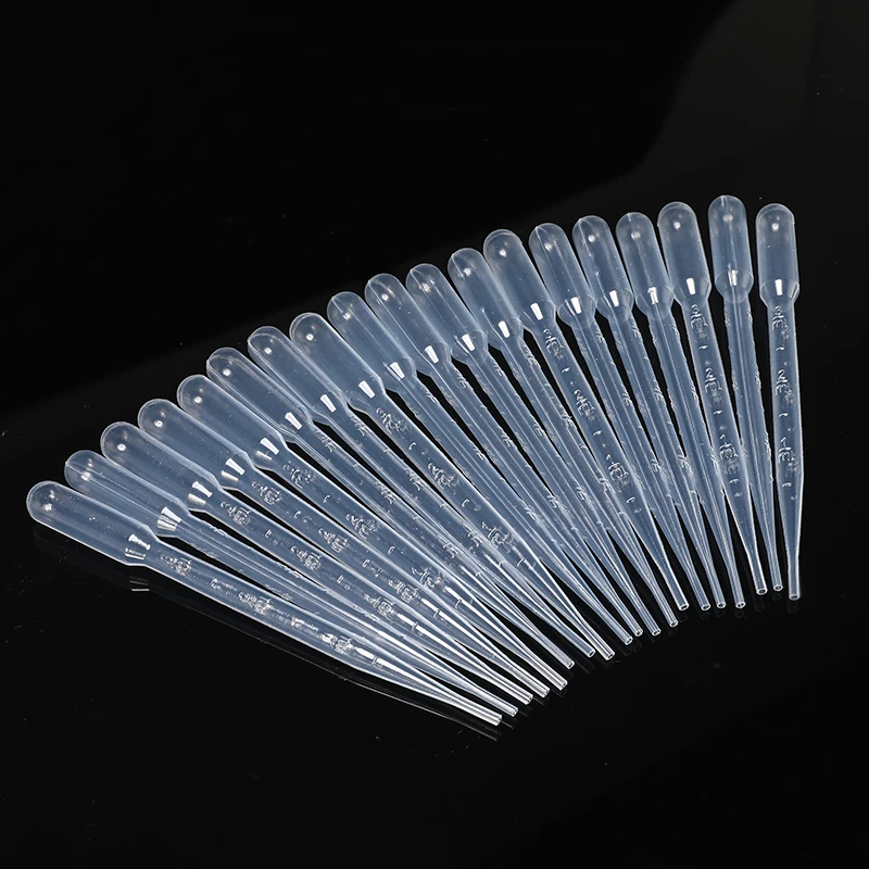 

100pcs/set 3ML Transparent Pipettes Disposable Safe Plastic Eye Dropper Transfer Graduated Pipettes for Lab Experiment Supplies