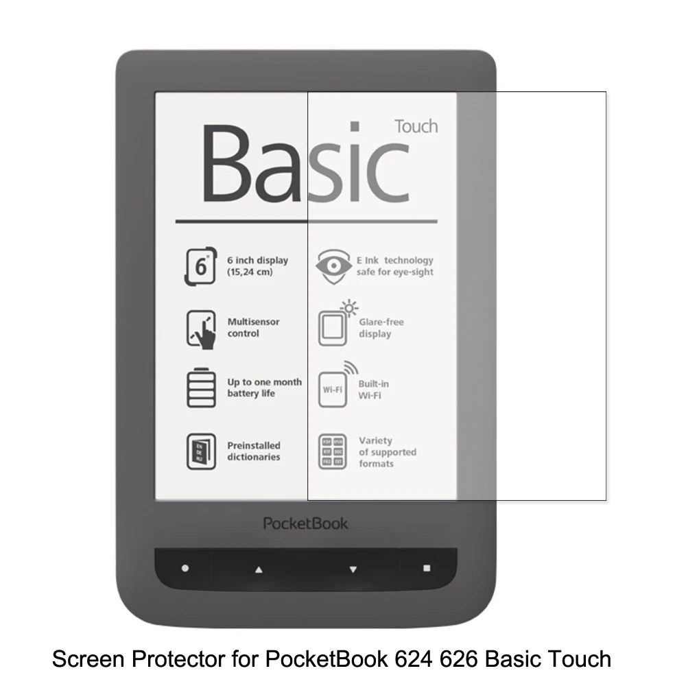 

Clear LCD PET Film Anti-Scratch / Touch Responsive Screen Protector Cover for PocketBook 624 626 Basic Touch Accessories