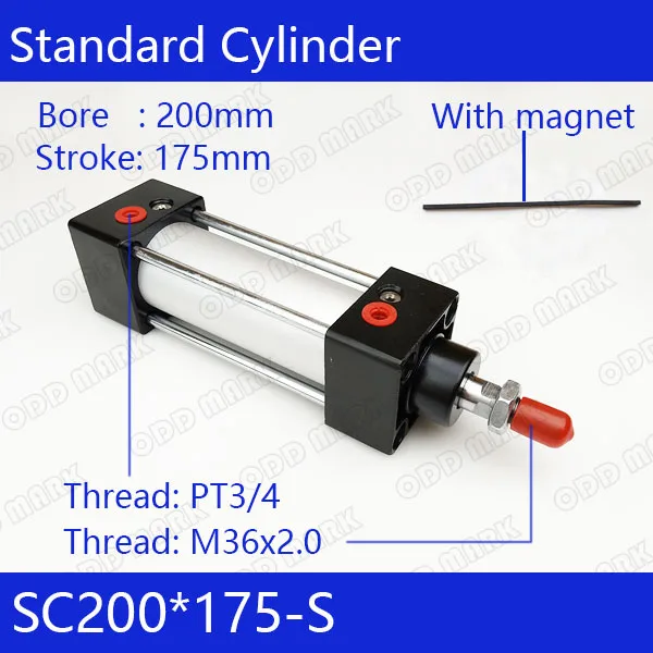 

SC200*175-S 200mm Bore 175mm Stroke SC200X175-S SC Series Single Rod Standard Pneumatic Air Cylinder SC200-175-S