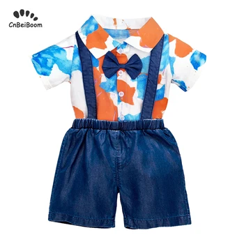 

2020 Summer Baby Boys Clothes Sets Newborn Infant Boy girl multicolour rompers+soft Shorts Jeans Cowboy overalls 2Pcs Outfits