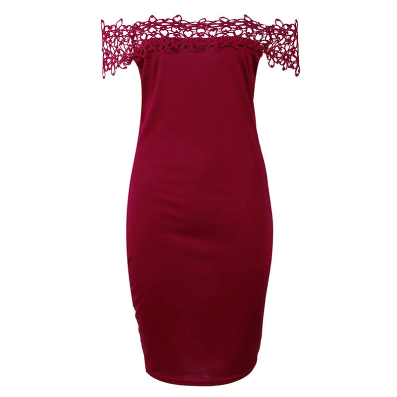 Women Summer Party Dress 2019 Sexy Off Shoulder Bodycon Mini Dress Ladies Casual Lace Patchwork Slash Short Dress Casual Vestido