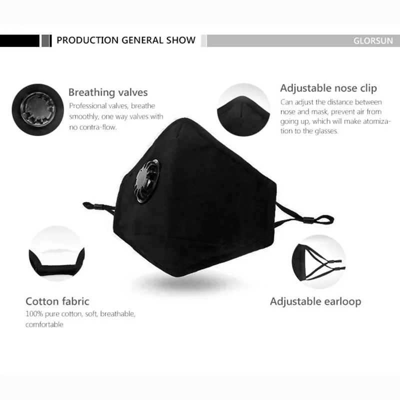 pm2.5 Unisex Black cloth face Kpop Mouth Masks Washable Cotton Anti Dust Protective Reusable Shield Wind Proof anime Mouth Cover