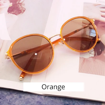 Ralferty Korea Style Round Sunglasses Women Vintage Retro Mirrored Sunglass Female Sun Glasses For Women lunette Oculos M7098 - Lenses Color: Orange