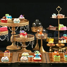 Золотая свадебная десертная стойка для кексов, пирожное-Корзиночка подставка для торта вечерние поставки 12 шт./компл