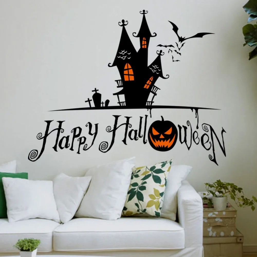 creative happy halloween horror house pumpkin wall stickers party decoration halloween kids gift sticker shop store in wall stickers from home garden on - Halloween Wall Decoration creative happy halloween horror house pumpkin wall stickers party decoration halloween kids gift sticker shop store in wall stickers from home garden on - Halloween Wall Decoration