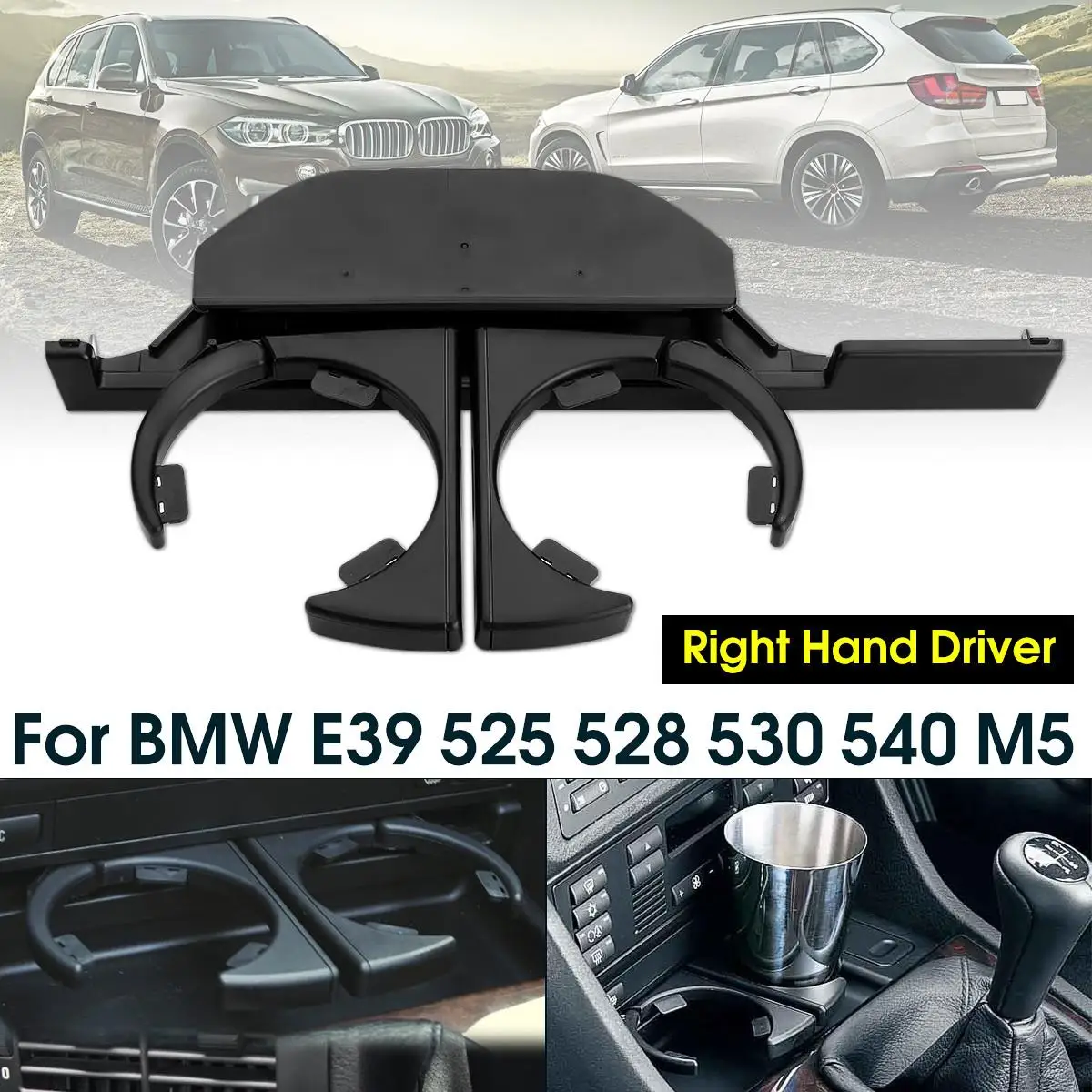 1PC Black Car Front Console Drinks Holder Retractable Drink Cup Holder