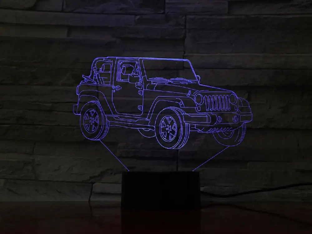 Детский 3D ночной Светильник Jeep автомобильная настольная лампа креативный
