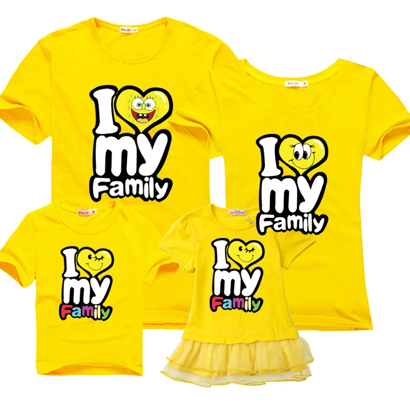Одинаковые комплекты для семьи; Футболка с принтом «Мама и я»; одежда для всей семьи; хлопковая Футболка; одежда для папы и сына - Цвет: yellow