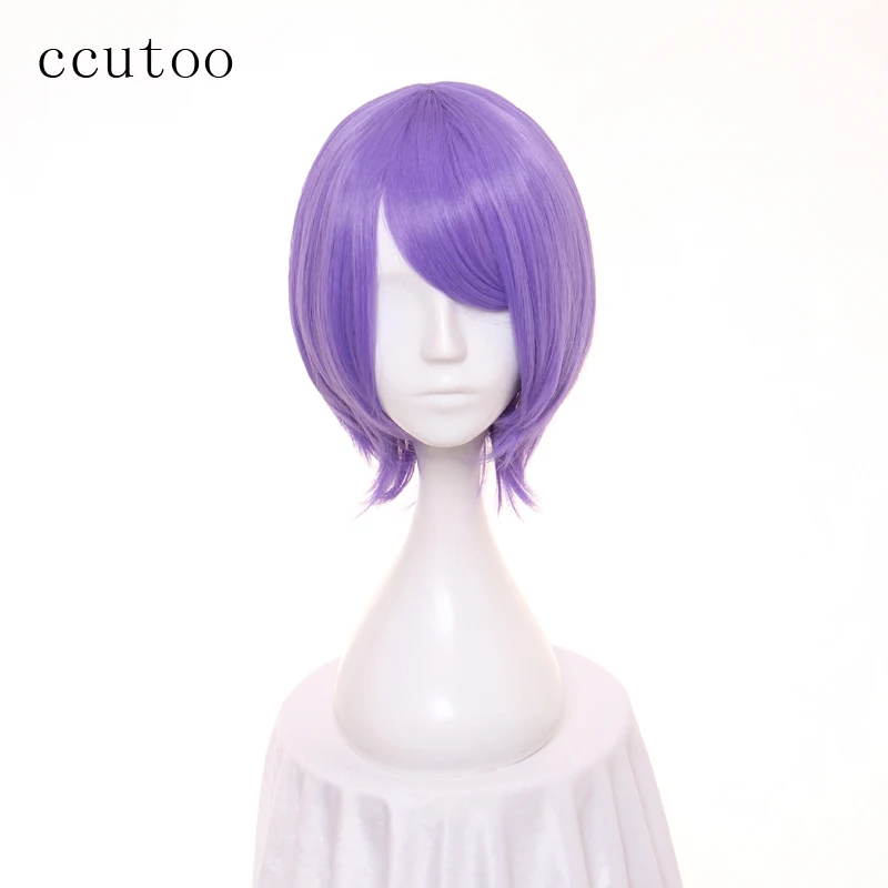 Ccutoo Токио вурдалак Shuu Tsukiyama 12 дюймов фиолетовый Короткие полный Синтетические чёлки волос синтетического Bobo волос Косплэй парик для