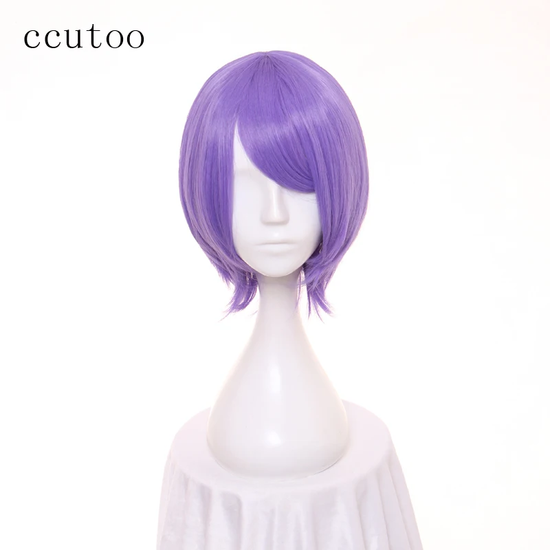 

ccutoo Tokyo Ghoul Shuu Tsukiyama 12inch Purple Short Full Bangs Synthetic Bobo Hair Cosplay Wig For Party Costume Wig