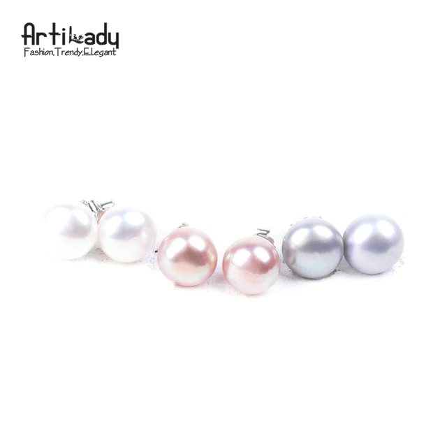 Artilady Genuine Pearl 925 Sterling Silver Stud Earrings Artilady Genuine Pearl 925 Sterling Silver Stud Earrings Jewelry Natural Freshwater For Women