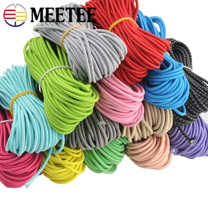 Meetee 5/10/20M 5mm Thickened Color Elastic Rope Rubber Band Thick Elastic Band DIY Head Rope Belt Sew Scrapbooking Accessories