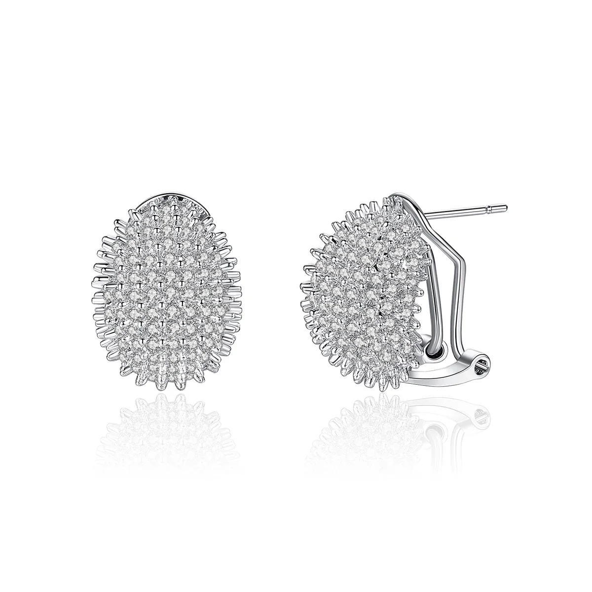 2019 New White Green Red Cubic Zirconia Hedgehog Shaped Small Stud Earrings For Women Lady's Cute Geometric Statement Earring |