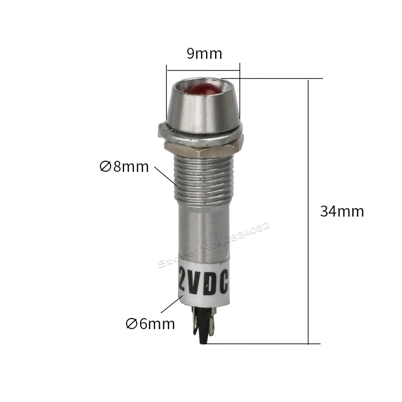 NA Terminals DC 12V Green Light Signal Indicator lamp 7.6 mm NA Terminals DC 12V Green Light Signal Indicator lamp 7.6 mm