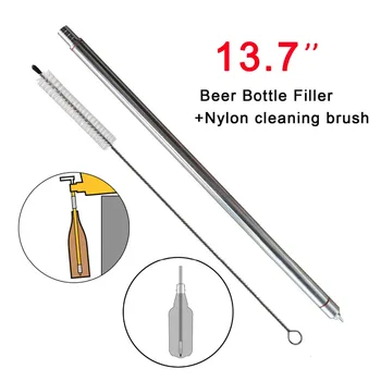 

13.7" length Food Grade Stainless Steel Spring Loaded Beer Bottle Filler with 13.7'' Nylon Cleaning brush Home Brewing