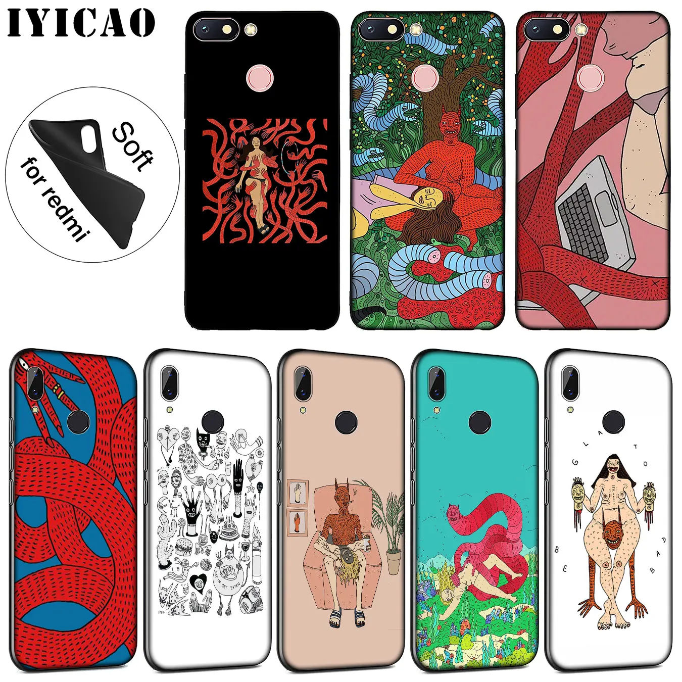 

IYICAO polly nor funny Soft Silicone Phone Case for Xiaomi Redmi K20 7A 6A 5A S2 4X 4A GO Note 8 7 5 Plus 6 Pro Black TPU Cover