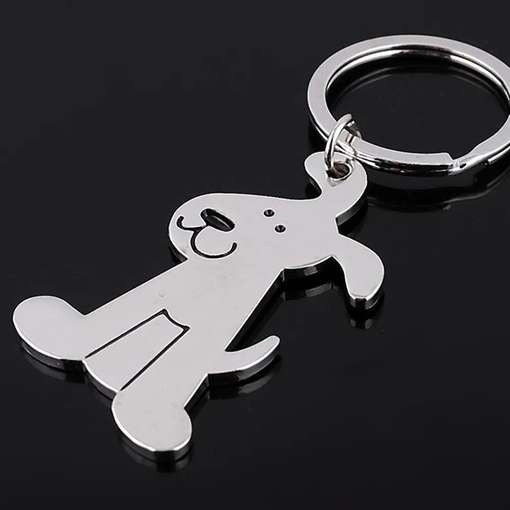 Fashion Cute Dog Keychain Puppy Key Chain Silver Jewelry Women Bag
