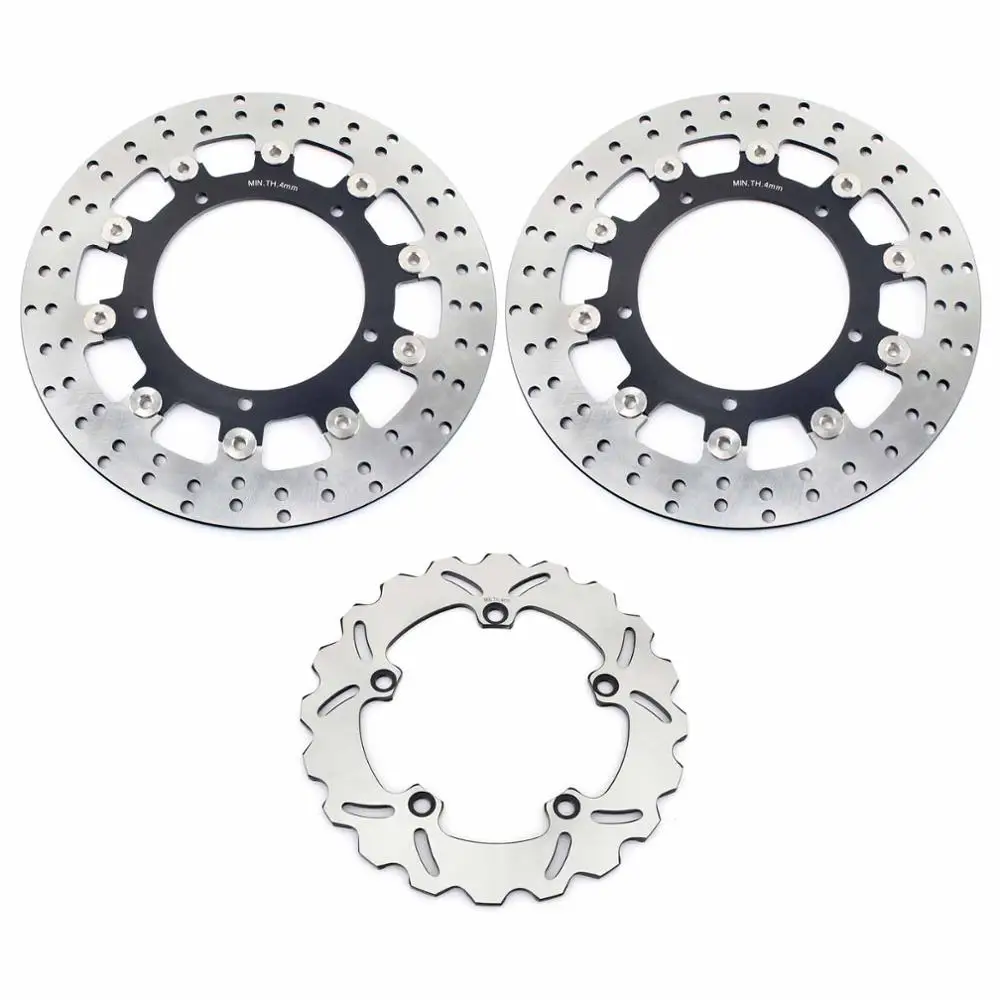 Round Black Set BIKINGBOY круглые волнистые черные золотые Передние Задние тормозные диски роторы для Yamaha MT-09 14-16 MT09 ABS 14-18 XSR900 ABS - Цвет: Round Black Set