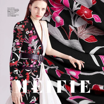 

Printing black breathable fabric drape dress fashion fabric wholesale high quality cloth