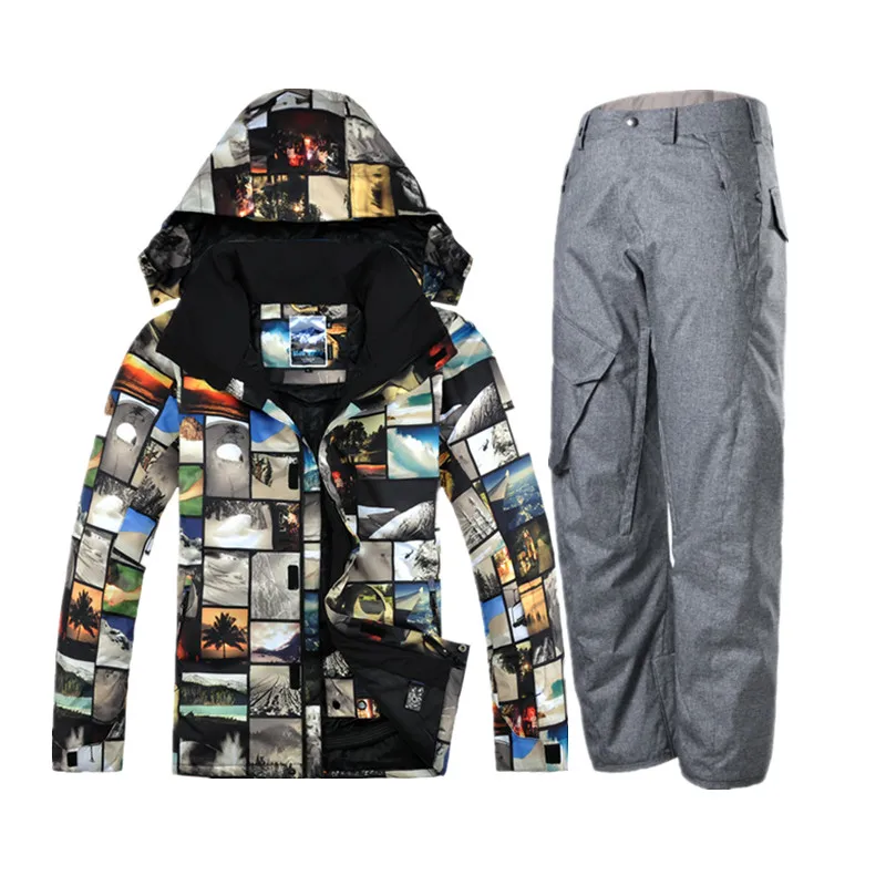 Gsou nieve traje de esquí de invierno para hombres chaqueta de esquí hombres snowboard esqui traje ski JAS Mannen montaña esquí ropa