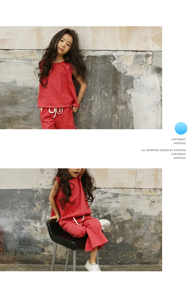 Casual Kids Clothes Suit For Teenage Girls Clothing set 2019 Summer Solid Vest Tshirt Pants 2-piece Soft Cotton Children Outfits (3)