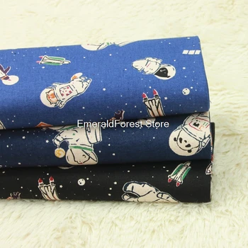 

High quality Taiwan thick cotton cloth, star sky astronaut printed fabric, handmade DIY gold bag fabric cotton